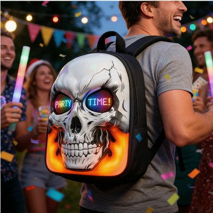 SZKUZMA Programmable LED Skull Backpack, App-Controlled Smart Eyes with DIY Pixel Art, 3D Hard Shell Laptop Bag, Large Capacity Motorcycle Gear, Cyberpunk Festival Gift