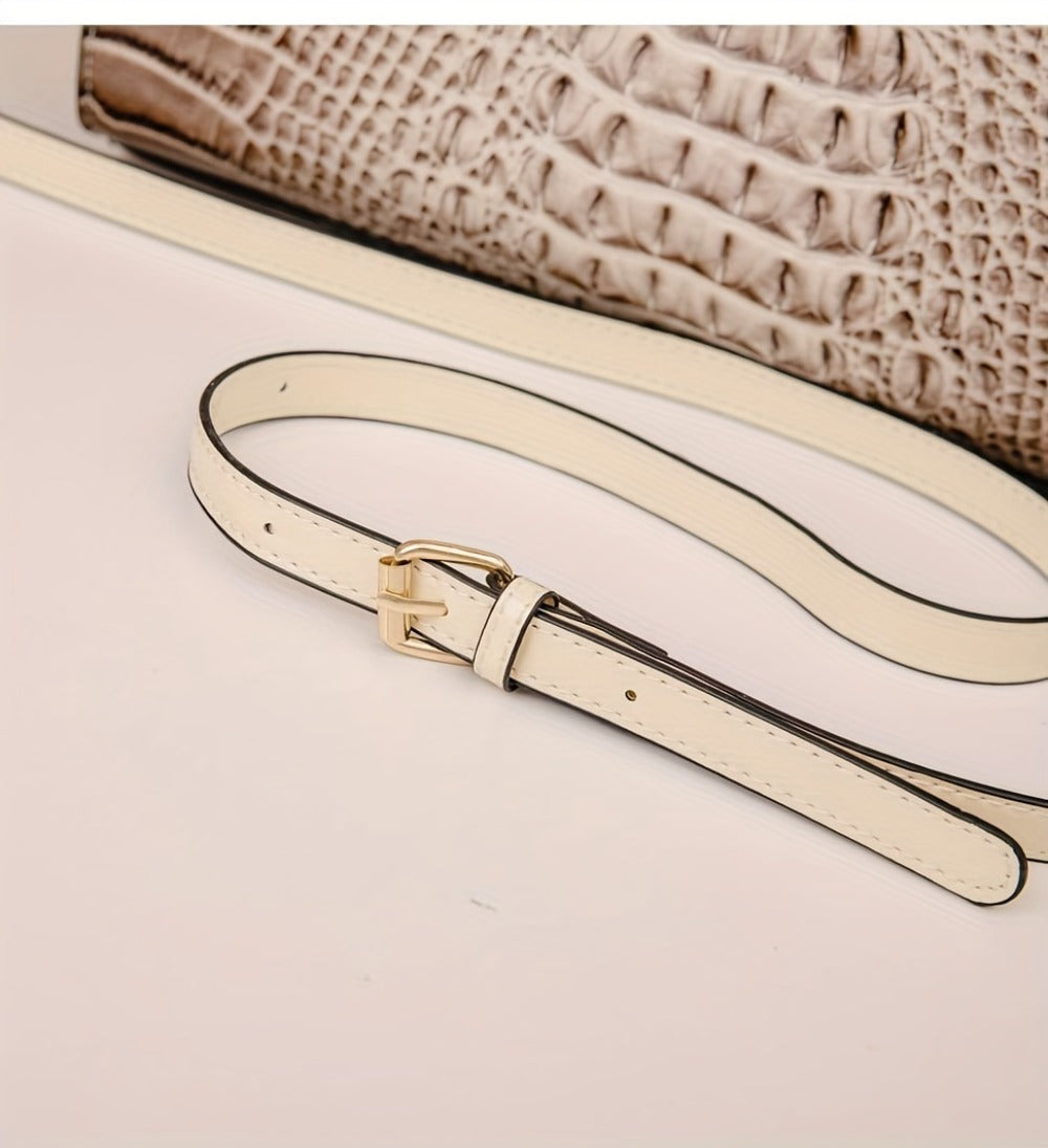 3pcs Women's Large Capacity Retro Crocodile-Print Tote Bag Suitable for, Travel, - Detachable Strap & Zipper Closure,, Stylish Handbag & Purse