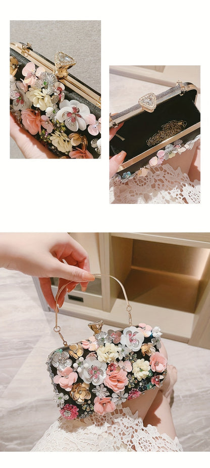Flower bag single shoulder crossbody bag cheongsam bag fairy hand-held bag banquet bag bridesmaid bride small square bag