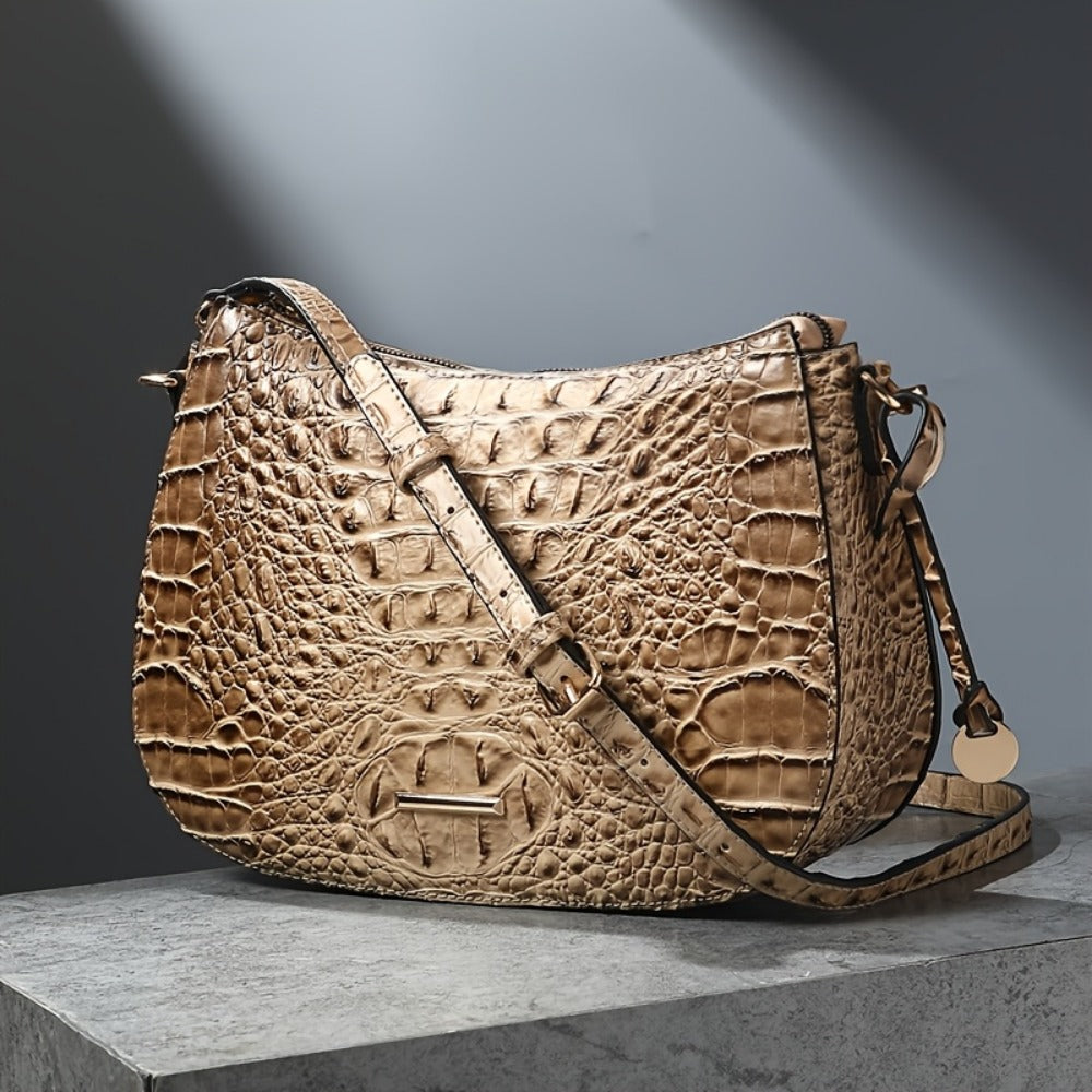 Crossbody Bag for Women – for Travel & Everyday Use, Crocodile Pattern Vintage Textured | Bag Vero – detail view 14