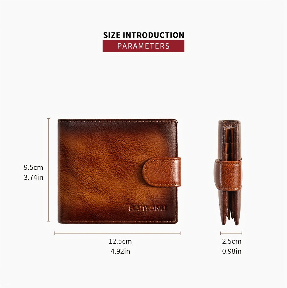[Father's Day Valentine's Day] Men's High-Quality Genuine Leather Wallet Cowhide Card Holder 19 Card Slots, Can Store Credit Cards and Coins Fashionable and Practical Father's Day, Valentine's Day Gift