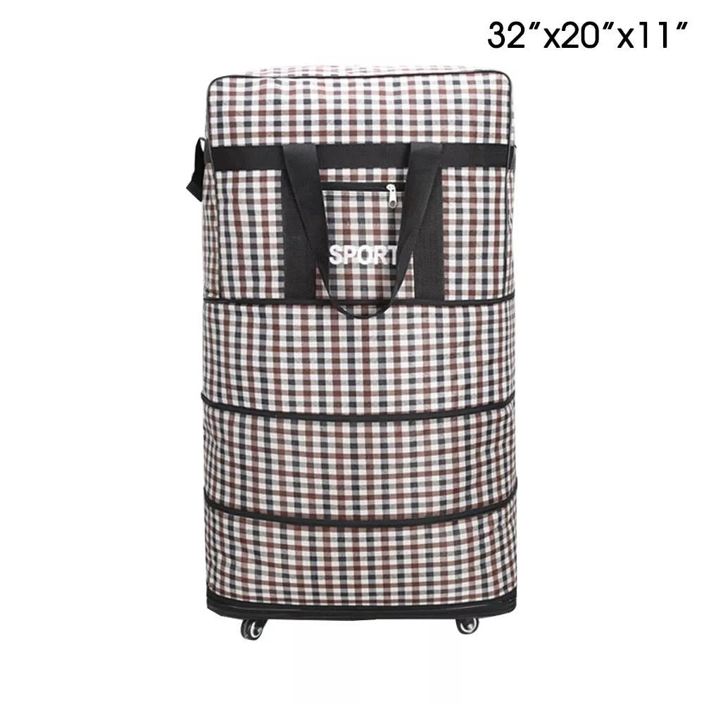 32'' Expandable Rolling Wheeled Duffle Bag Spinner Suitcase Foldable Luggage Expandable Black Blue Green Lattice
