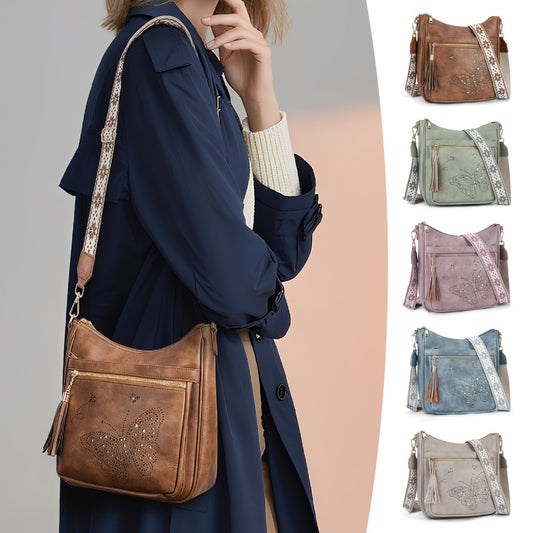 [Vintage Pattern Bag] Pattern Vintage Style Crossbody Bag Adjustable Shoulder Strap Fashion Handbag for Daily And Travel Use ( Purple Brown) Mom Gift Timeless Daily