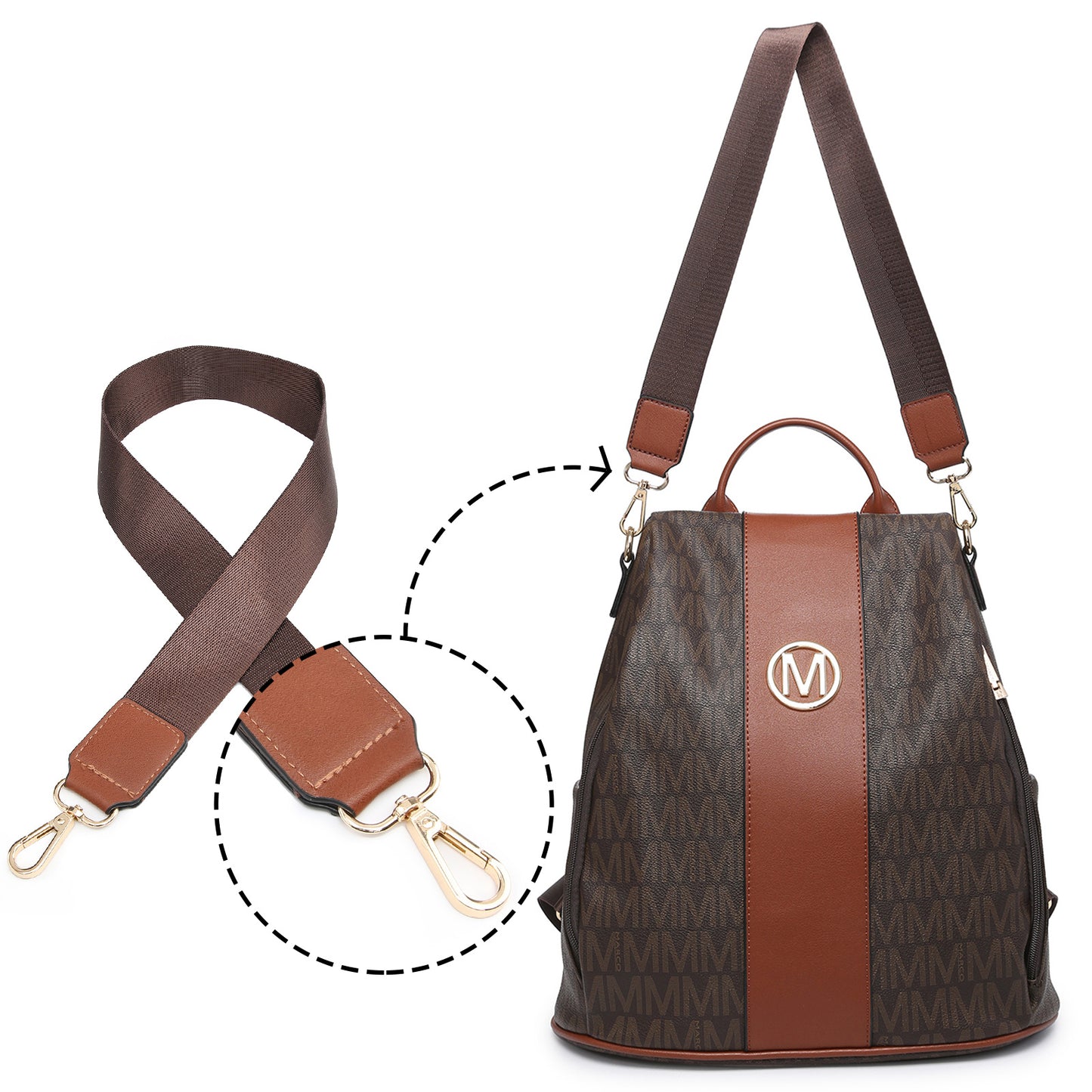 MKP COLLECTION 2pcs Set Women's Fashion Anti-Theft Rucksack & Shoulder Bag Multifunctional Travel Purse
