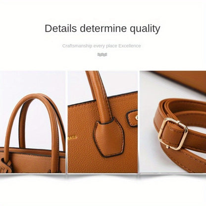 3pcs Women'S Tote Set - Large Capacity Commuter Tote Vintage Single Shoulder Crossbody Multi-Piece Bag