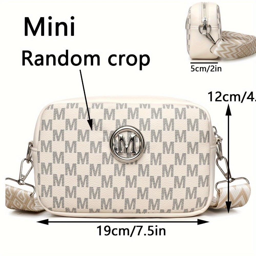 New Stylish And Elegant Women'S Shoulder Bag, Featuring an 'M' Badge, Adjustable Strap Length, Zipper Closure, Can Be Used As a Phone Bag Or Coin Purse, Suitable for Daily Travel And Shopping.