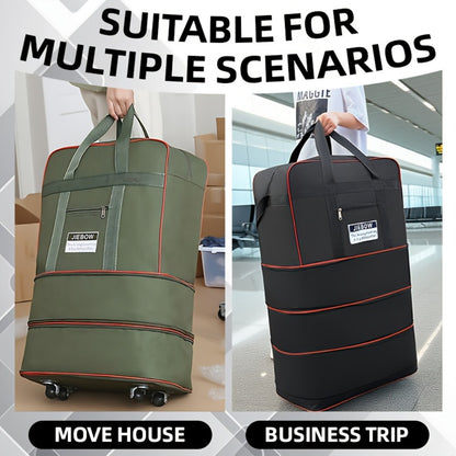 Large-capacity Expandable Wheeled Travel Duffel Bag, Foldable Luggage Bag. It Is An Ideal Choice for Business Trips, Studying Abroad And Vacations, And Can Also Be Used for Storing Clothes And Quilts During Moving. This Travel Bag