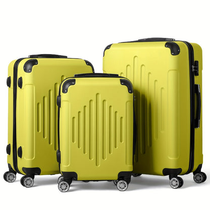 Set of 3 Luggage, Lightweight Hard Carry-On Suitcases with TSA Lock And Spinner Wheels in Soft Yellow