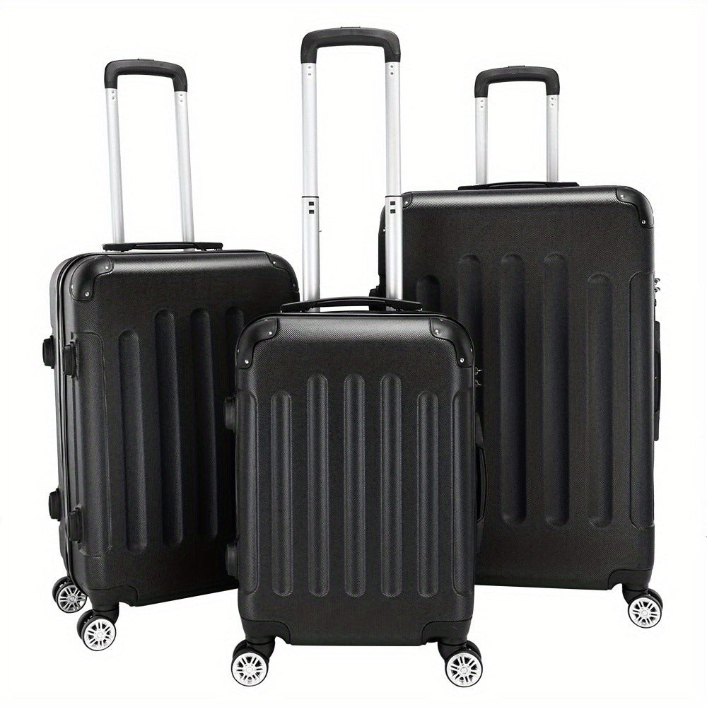 3pcs Heavy-Duty ABS Hardshell Luggage Set with TSA Lock Suitable for Men & Women, Spinner Suitcase Carry-On (20"/24"/28") - Lightweight Travel Suitcases with Password Lock, Iron- Frame, for Domestic & Airports