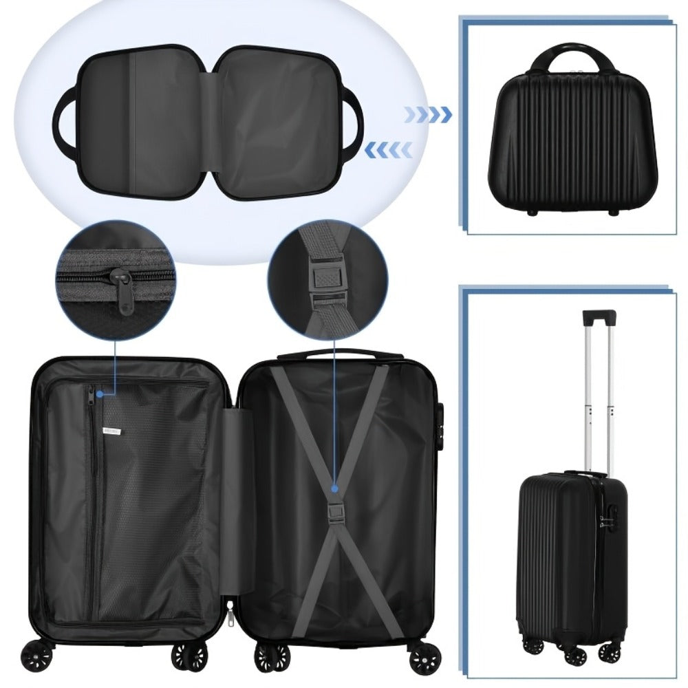 Travel Collection, Suitcases for Mothers And Daughters, Lightweight ABS Hard Shell, 20-Inch Rolling Luggage + 14-Inch Case, 360-Degree Spinner Wheels, Combination Lock, Ideal for Different Types of Travel, Available in Green, Pink, Silvery, Black