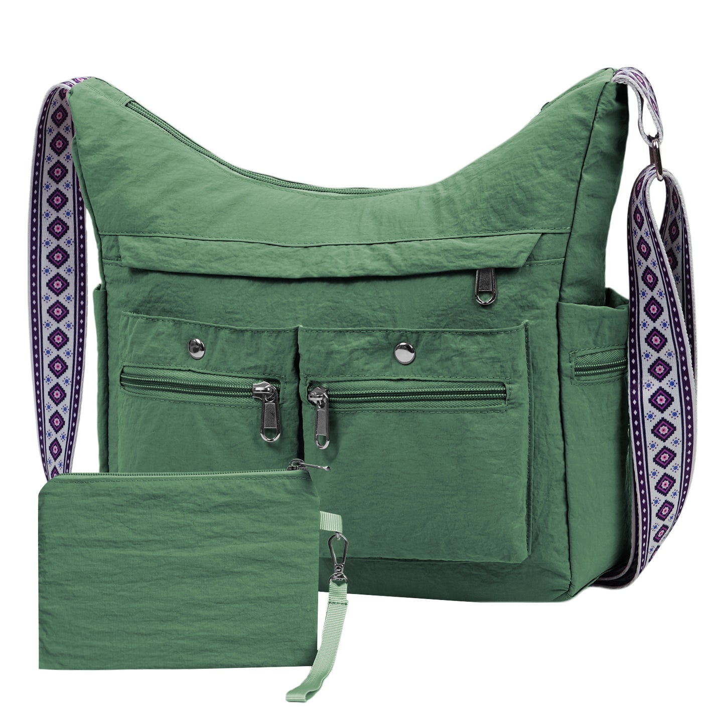 Nylon Crossbody Bag Set (2PCS) for Women and Men– Lightweight Waterproof Multi-Pocket Shoulder Bags, Lightweight Travel Purses, Casual Messenger Handbags for Daily Use, Work, Shopping, Outdoor