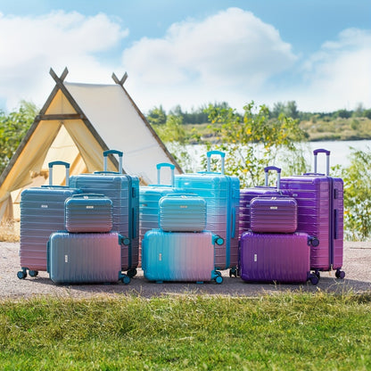UUH - 4pcs Luggage Set - Sturdy ABS Material Luggage, Smooth Dual Wheels, TSA Certified Locks, 13/20/24/28 Inch Sizes, Gradient Colours, 13 Inch Carry-on Case Included, Ultra-lightweight Design - Perfect for Travelling