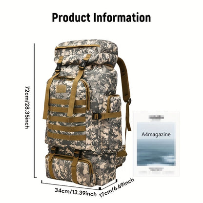 Men's Backpack for Mountain Climbing, Heavy Duty Double-Shoulder Travel Bag with Removable National Flag Patch Accessory
