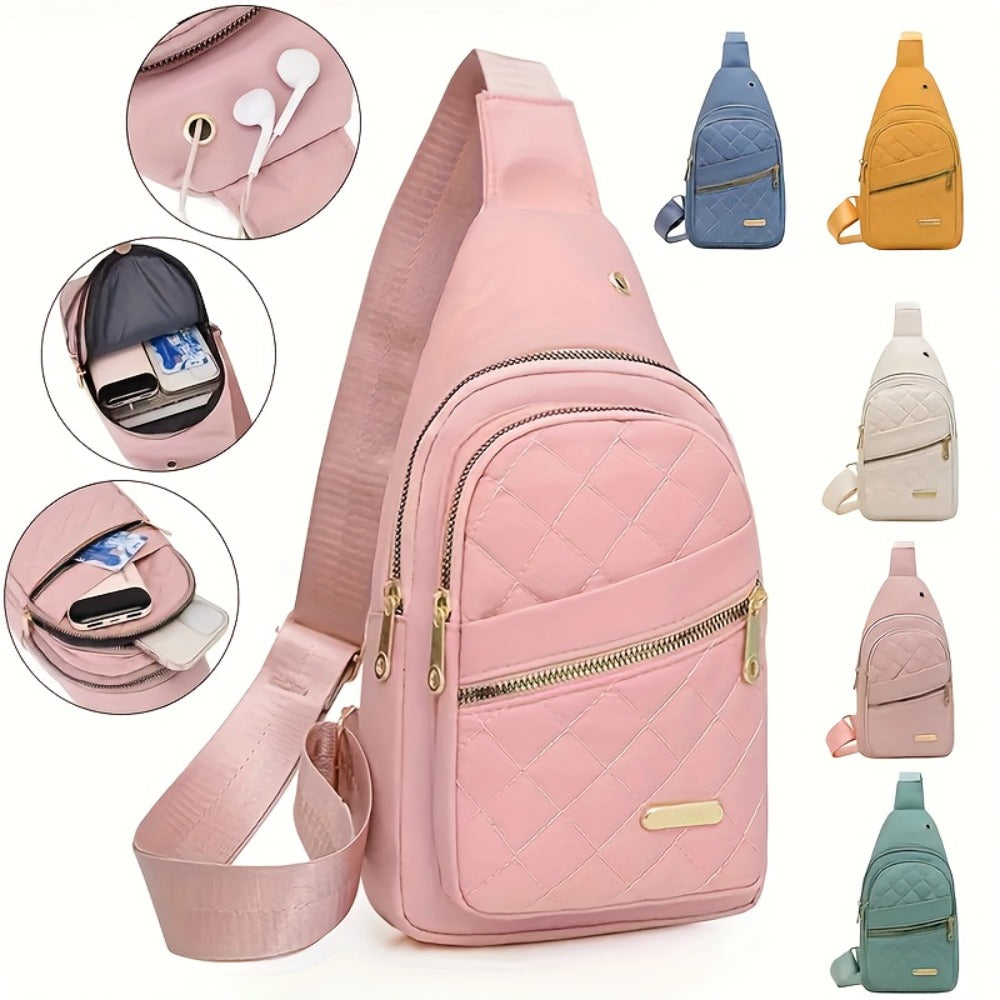 Introducing a New Women'S Fashion Chest Bag, Which Can Also Be Used As a Shoulder Or Messenger Bag. It Features a Diamond Pattern, an Adjustable Shoulder Strap, And a Zipper Design. This Bag Is Perfect for Convenient Travel