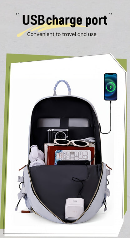 Chic Travel Backpack Suitable for Both Genders - Ideal for Work Commutes And Leisure Journeys, Featuring a USB Charging Port for Convenient Use While Traveling