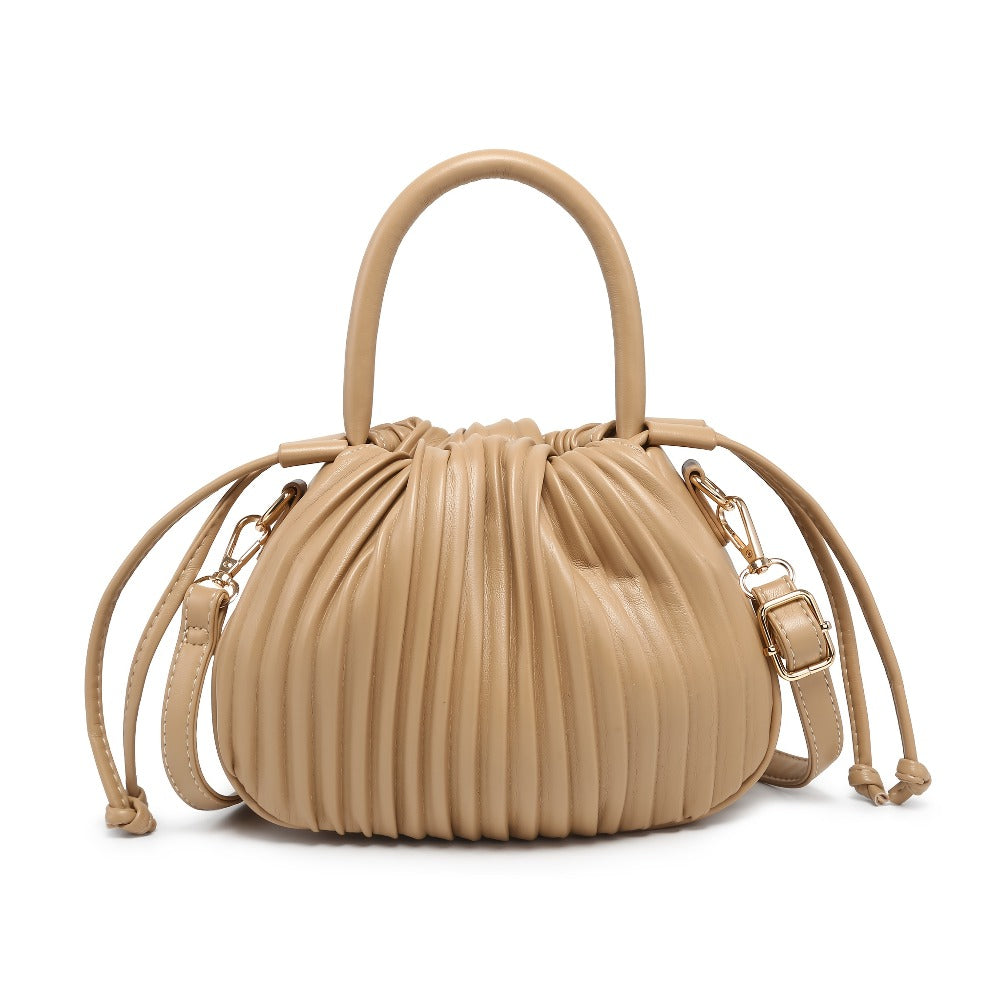 Tepilte Women'S Mini Drawstring Bucket Bag, Faux Leather Crossbody Bucket Wallet, Pleated Shoulder Tote Bag, Adjustable Shoulder Strap, Multi-Colour Options, Suitable for Vacations, Shopping And Dates