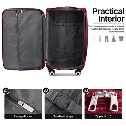 New York Xpress Durable Softside Luggage Lightweight Expandable with Spinner Wheels & Combination Lock, Reinforced Handles, Carry On Airline Approved and Checked, Soft Shell Travel Case for Men & Women, Available in 22", 26", 30", 34"