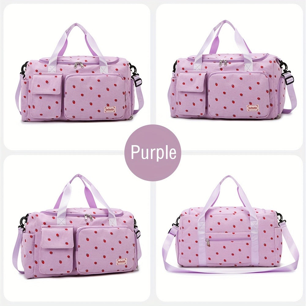 2pcs Checkered Travel Duffel Bag with Makeup Bag for Women Fordable Gym Bag Carry On Weekender Bag with Shoe Compartment