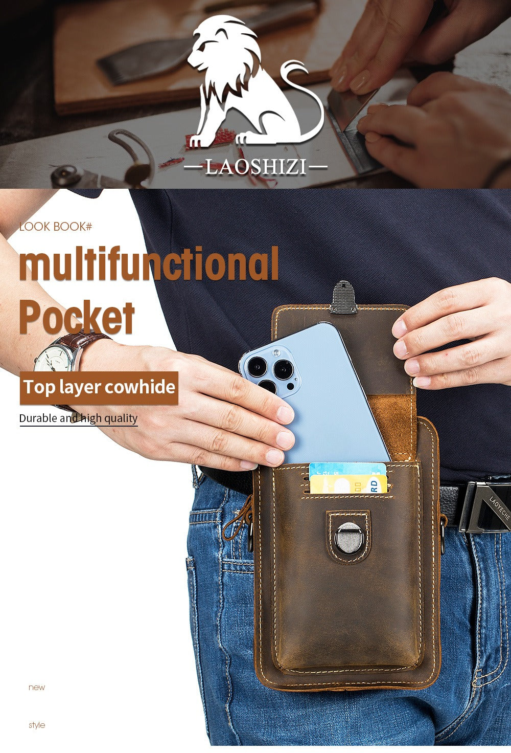 Authentic Leather Upper Layer Cowhide Vintage Crossbody Bag, Premium Waist Pouch, Long-Lasting And Crease-Resistant, Perfect for Gifting