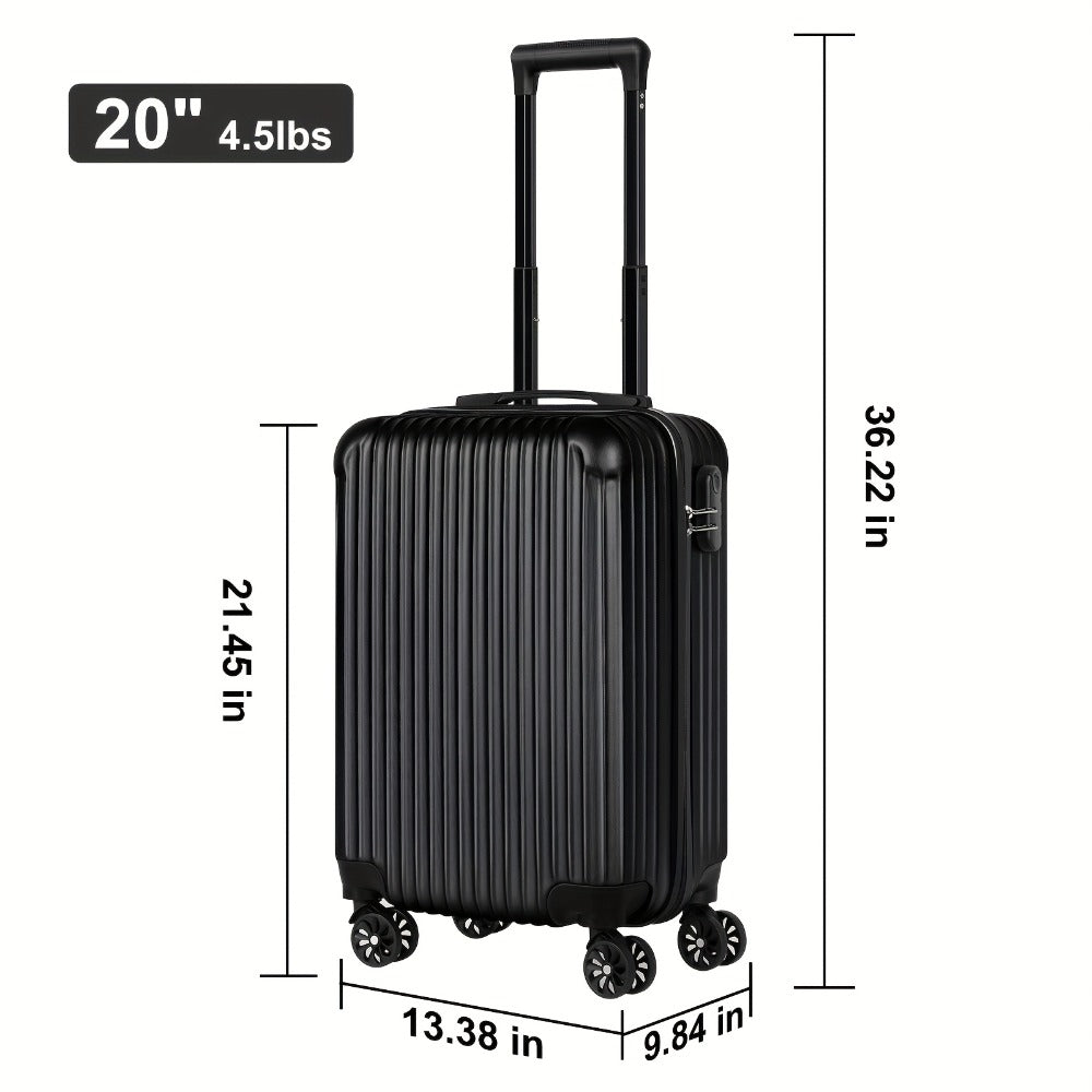 Luggage Trolley Case, 20-inch Boarding Case, ABS Lightweight Hard Shell, TSA Lock, 360-degree Smooth Swivel Wheels, Telescopic Handle, Zipper Opening And Closing, Suitable for Various Travel Occasions, Black, White, Silvery, Rose Golden