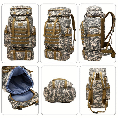 Set of 2pcs 21.13gal Spacious Multifunctional Camouflage Tactical Hiking Backpacks Featuring Various Compartments And a MOLLE System, Ideal for Outdoor Adventures, Camping, Trekking