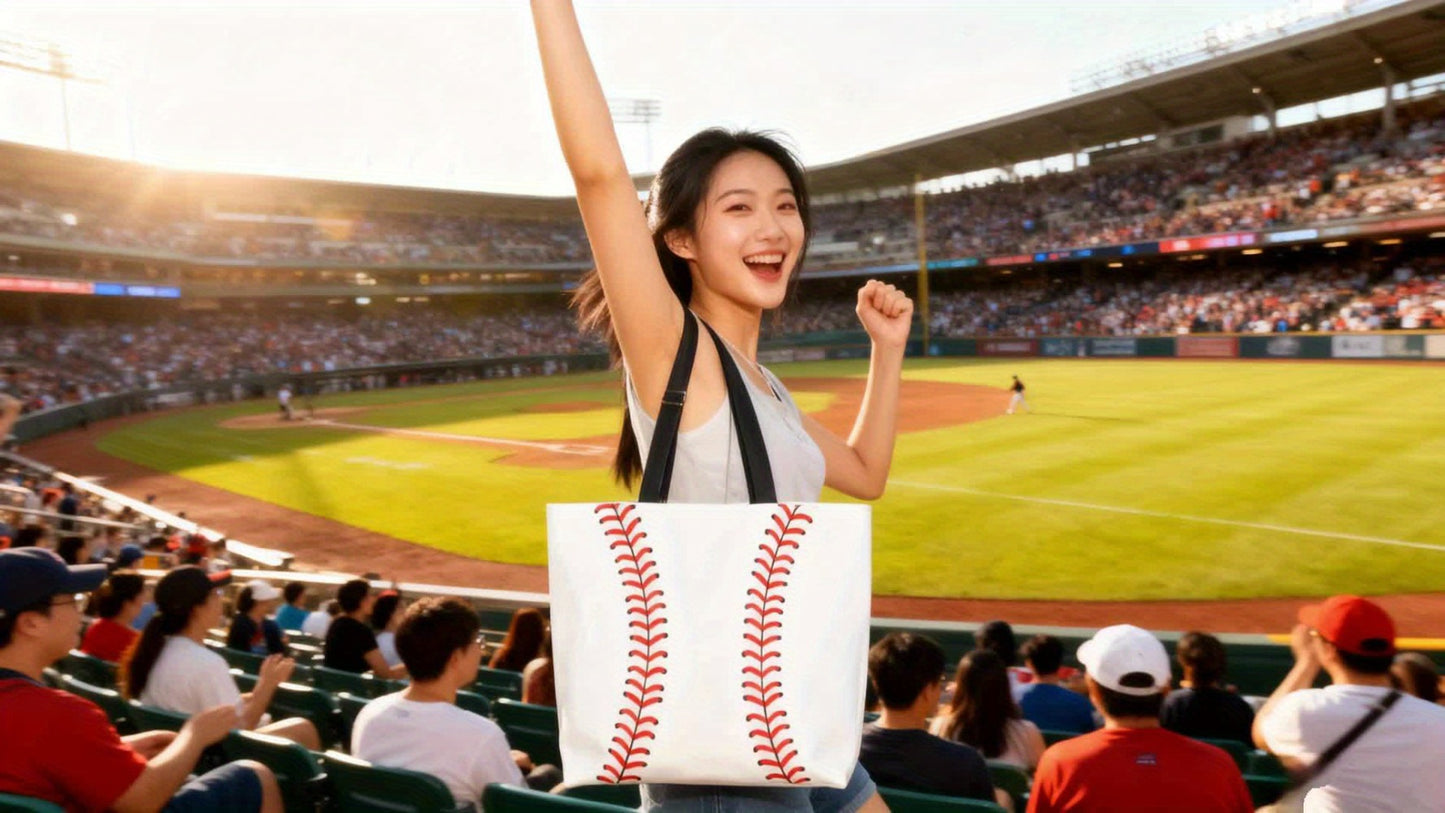 Woman Baseball Tote Handbag Large Oversize Casual Sports Mom Beach Travel Bag