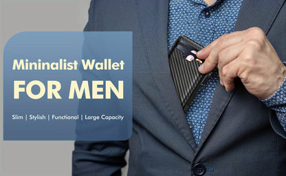 Father's Day Gifts-Minimalist Wallet for Men, Slim RFID Blocking Bifold Wallet Credit Card Holder Aluminum Pop-Up Card Case with Money Clip Gift Box Best Gifts for Dad