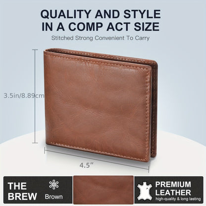 [Perfect Gift For Him] Men's Wallet - Authentic Leather Rfid-Blocking Bifold Fashionable Wallet Featuring 11 Card Slots, 2 ID Compartments & 2 Cash Sections, Perfect Gift Suggestions For Him