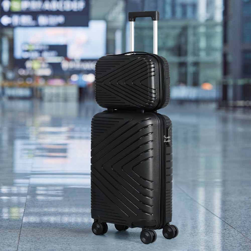 Rolling Luggage Suitcase Set Of 2 With Durable ABS Material, 20in Lightweight Boarding Box +14in Cosmetic Case, Checked Suitcase With Spinner Wheels & Aluminum Alloy Handle For Travel, Business Trips, School Season
