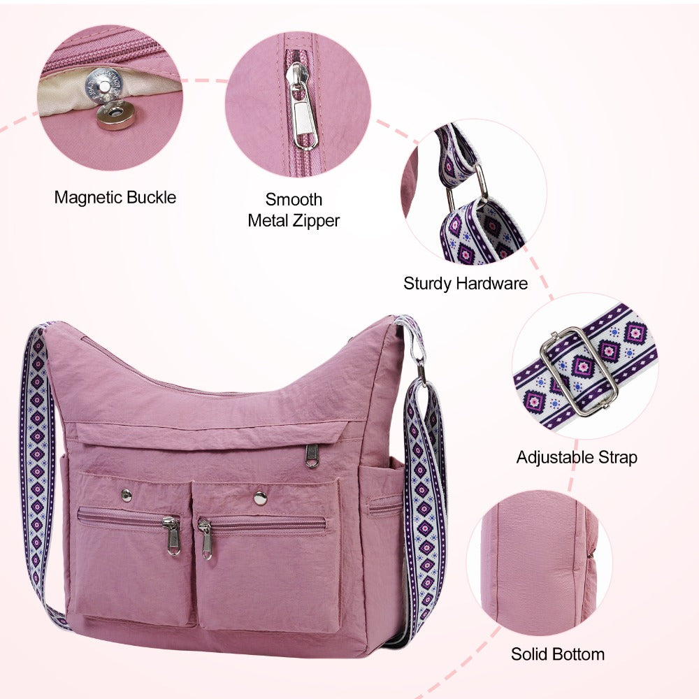 Nylon Crossbody Bag Set (2PCS) for Women and Men– Lightweight Waterproof Multi-Pocket Shoulder Bags, Lightweight Travel Purses, Casual Messenger Handbags for Daily Use, Work, Shopping, Outdoor