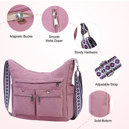 Nylon Crossbody Bag Set (2PCS) for Women and Men– Lightweight Waterproof Multi-Pocket Shoulder Bags, Lightweight Travel Purses, Casual Messenger Handbags for Daily Use, Work, Shopping, Outdoor