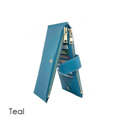 Bifold Multi Card Case Wallet with Zipper Pocket with RFID Blocking