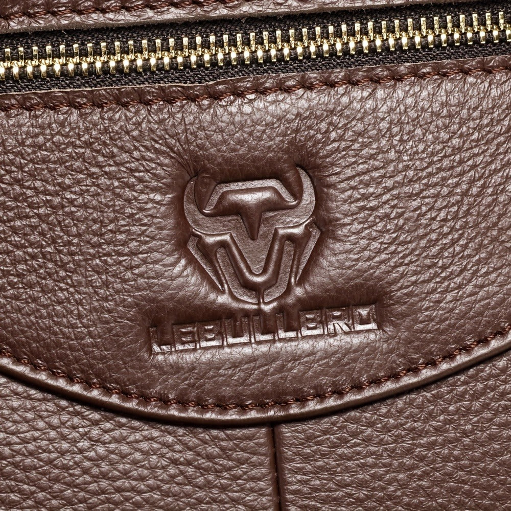 LEBULLBRO Premium Real Leather Executive Briefcase Made from Top-Quality Cowhide, Roomy Versatile Shoulder Bag Featuring a Laptop Section
