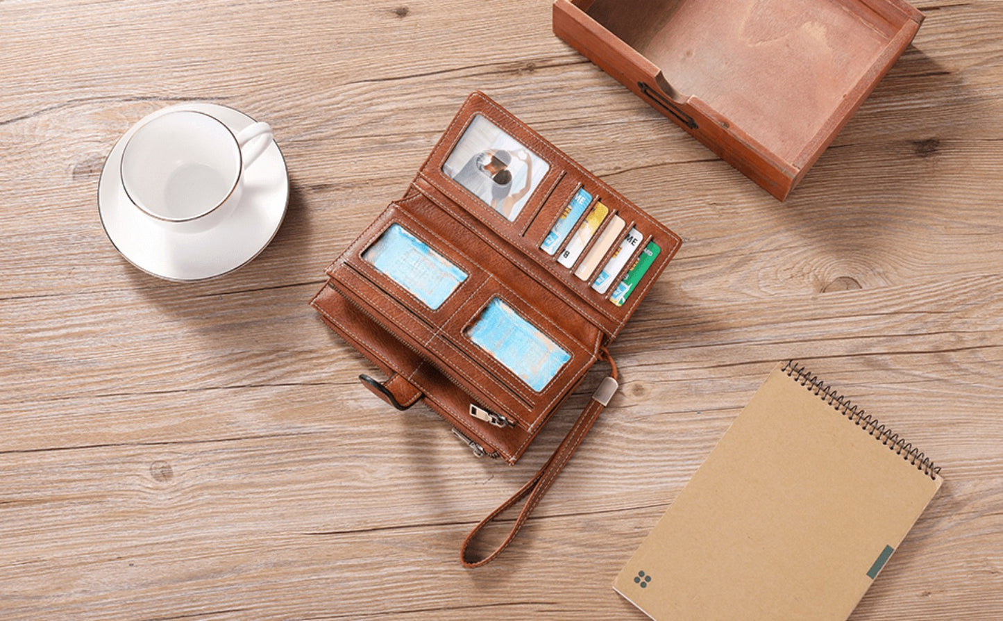 Ladies' Wallet Featuring a Double Zipper Compartment, Designed for RFID Protection, Serves As a Card Holder And Clutch Bag, Equipped with Numerous Card Slots, Ample Storage Space, Includes a Wrist Strap And Comes in a Gift Box
