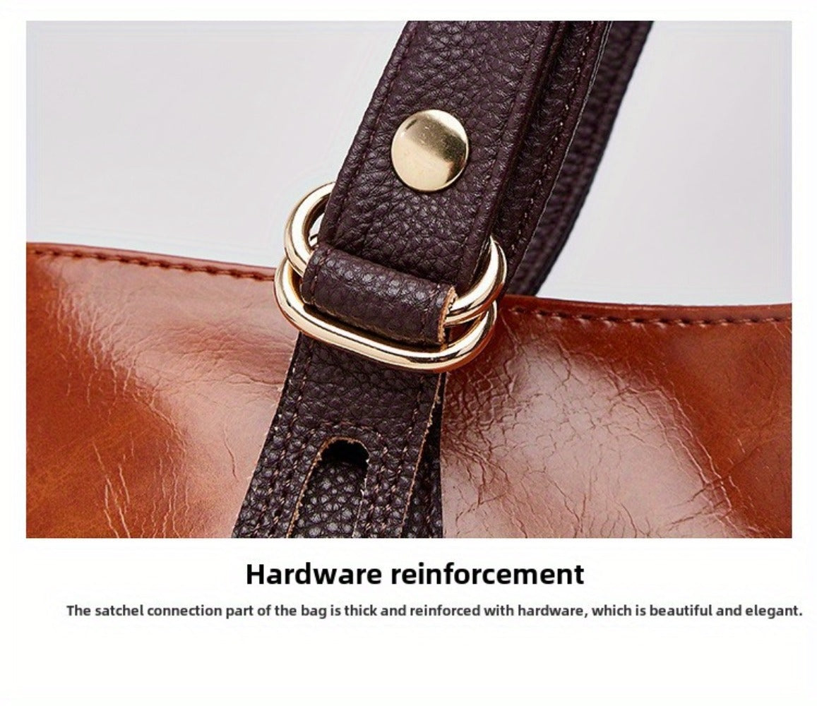 PU Elegant and Retro Women's Tote Bag, Large Capacity Women's Shoulder Bag, Smooth Fabric Crossbody Bag, High-quality Handbag, Suitable As A Gift
