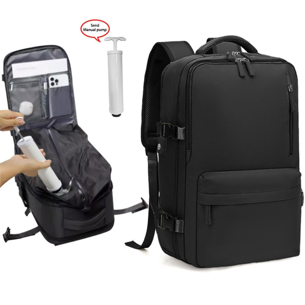 Vacuum Compression Backpack (with Air Pump) Travel Rucksack, Large Capacity and Durable for Business Trips, Hiking and Camping