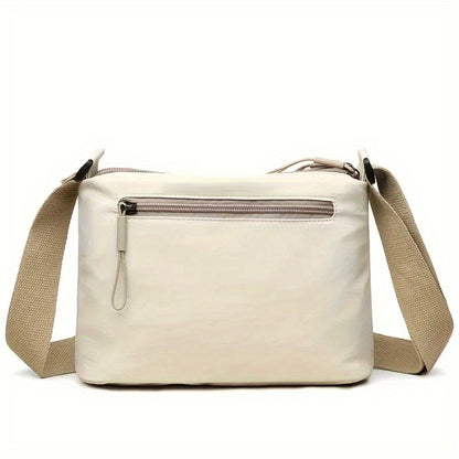 Women'S Large-Capacity High-Quality Casual Solid Color Crossbody Bag | With Adjustable Shoulder Strap And Zipper Closure - Elegant Gray/White/Pink/Black Canvas Bag With Compartments For Organized Storage Inside