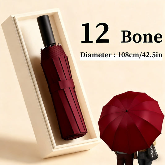1 Oversize 12-rib Manual Umbrella-portable Travel Umbrella, Durable Umbrella Cover, Suitable for Business, Students, Men and Women-stylish and Simple Design, Heavy-duty Windproof Umbrella, Outdoor Umbrella, Solid Rib Structure.