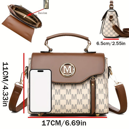 New Fashionable Elegant Women's Shoulder Bag with 'M' Design, Zipper Closure, Detachable Adjustable Strap, Suitable for Daily Travel And Shopping Randomly Cut Letters