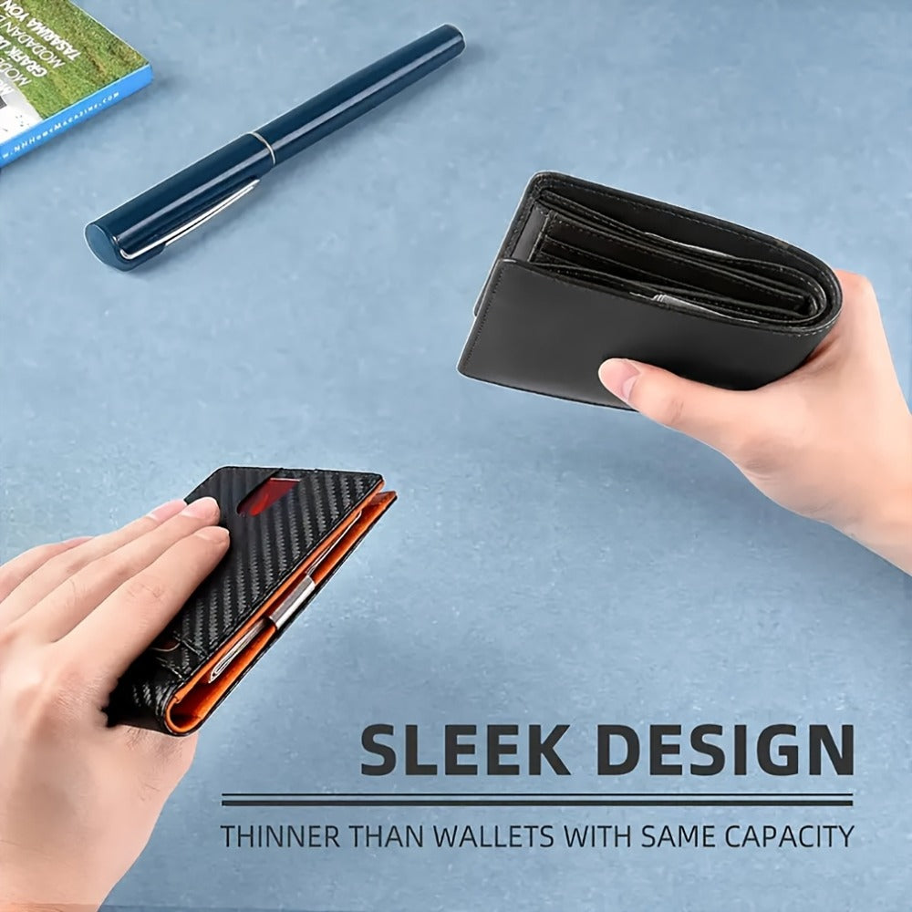 Multifunctional Ultra-Thin Microfiber RFID Blocking Bifold Wallet ID Credit Card Holder for Men, Minimalist Front Pocket Design, Large Capacity Money Clip, with ID Window, 12 Card Slots, Pocket Purse, Easily Removable Money And Cards, Gift for Men