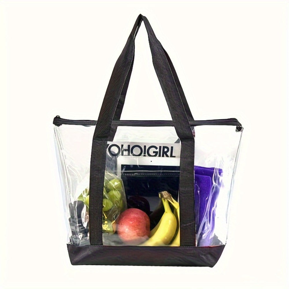 Large Capacity Clear Tote Bag, High Quality PVC Shoulder Bag, Trendy Summer Beach Bag for Travel Sports Swimming