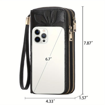 Phone Wallet for Women, Large Capacity RFID Blocking Bifold Clutch with Wrist Strap, Holds Any Smartphone, 24 Card Slots, Genuine Leather, Fits All Phones - Best Deal