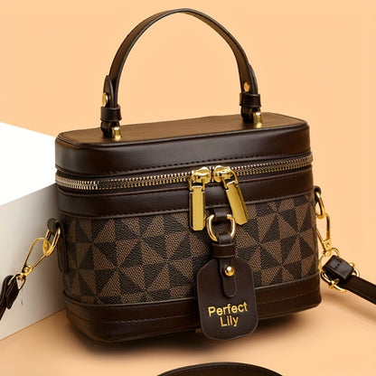 Women'S Fashion Letter Print Lightweight Daily Crossbody Bag | Minimalist Design, Random Fabric Print, Removable Shoulder Strap, Zipper Closure, Suitable for Daily Use, Portable Cosmetics And Skincare Organizer, Women'S Travel Toiletry Bag