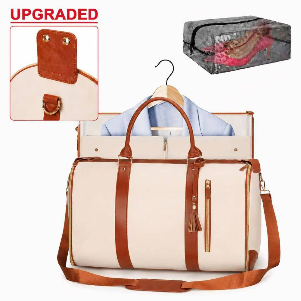 Convertible Garment Bag with Shoulder Strap, 4-In-1 Nylon Suit Travel Bag, Foldable Storage for Business Trips