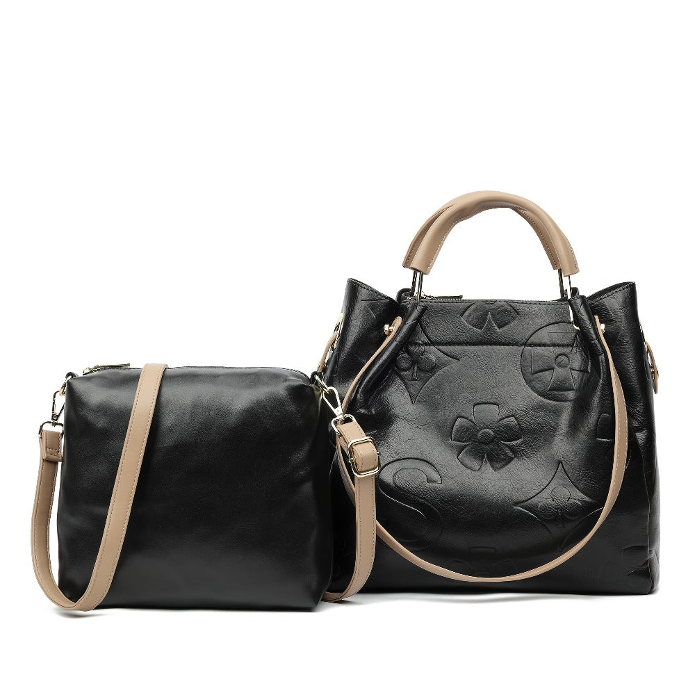 Elegant Flower Embossed Handbag, Fashionable Satchel Bag for Work, Classic All-Match Bag