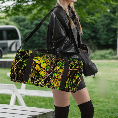 Branch Camo Print Duffel Bag - Durable Polyester Gym & Yoga Bag with Adjustable Shoulder Straps, Unisex Travel Tote for Outdoor Fitness, Machine Washable, Mixed Colors - Great Gift for Men & Women, Gym Bag, Easycare Luggage
