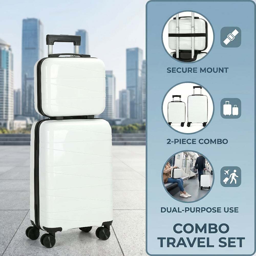 Luggage Box, Duffel Bag, Suitcase, Briefcase, 20-inch Luggage + 14-inch Handbag Set, 360° Rotatable Wheels, ABS High-hard Material, Phone Holder, Suitable for Students And Various Purposes Such As Going to School, Business Trips, And Traveling.