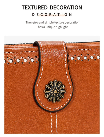 Anti-theft Ladies Wallet - Sunflower Pattern, 12 Card, Mobile Phone Bag, ID Card Window And Zipper Wristband, Fashionable Retro Synthetic Leather Long Wallet, Zipper Closure, Perfect for Daily Use, Daily Wallet | Modern Wallet | Durable Zipper Wallet