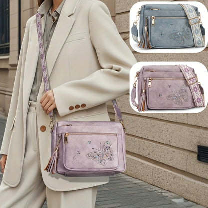 Butterfly Crossbody Purse For Women, Lightweight Medium Crossbody Bag Soft Faux Material Women'S Shoulder Handbags With Tassel Mothers Day Gift