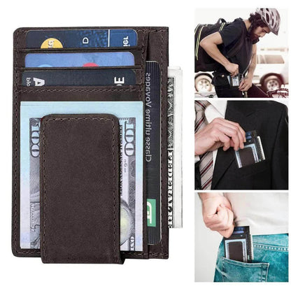 Men's Wallet – RFID Blocking, Crazy Horse Leather Magnetic Money | Bag Vero – detail view 6